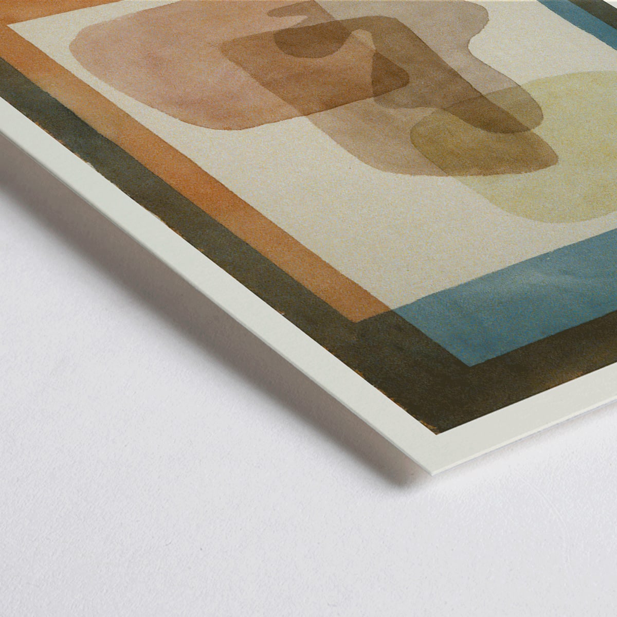 Closeup detail of Abstract art by Paul Klee featuring overlapping and layered colors with geometric shapes from Free forms rigidly mounted