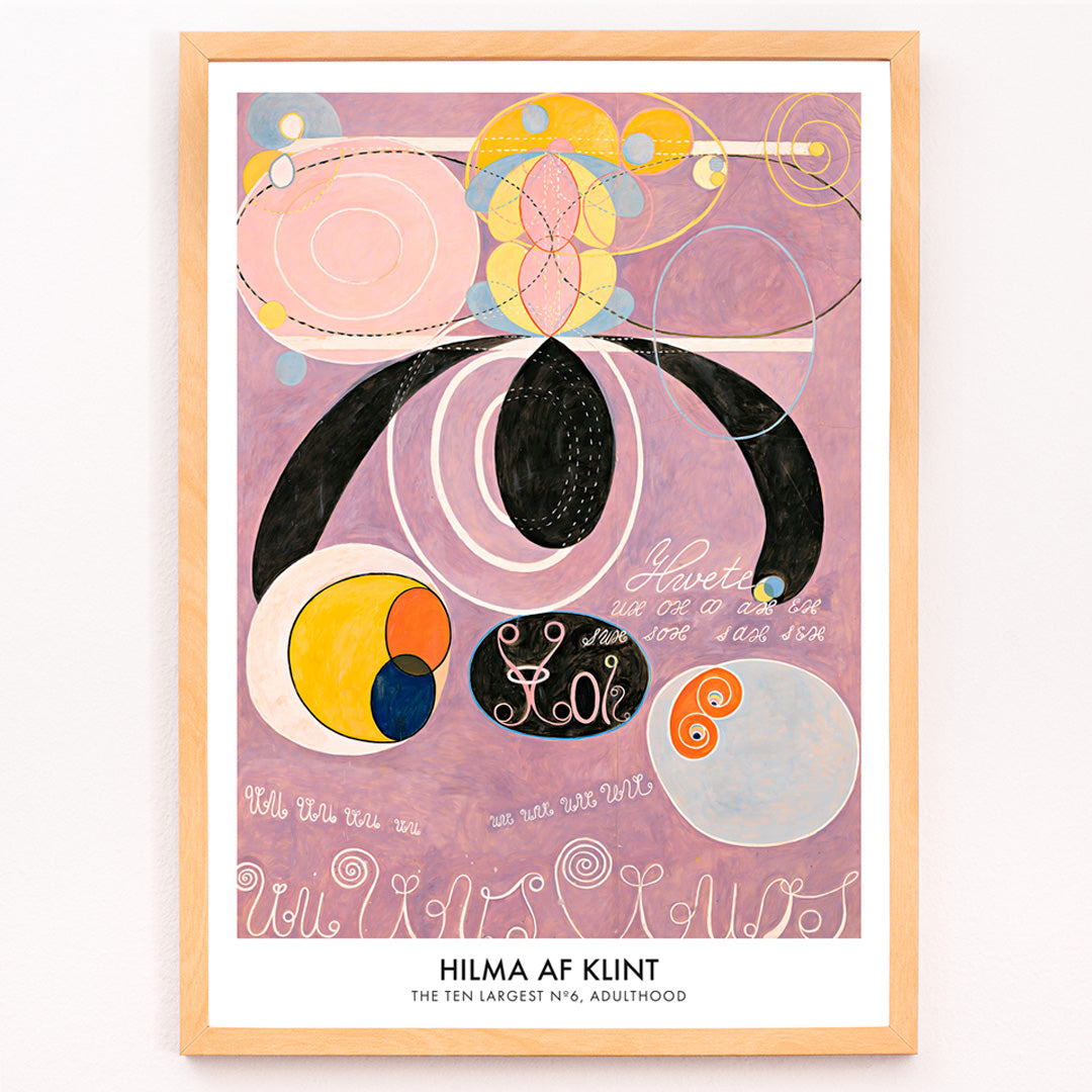 Closeup detail of Abstract colorful pastel shapes and spirals artwork from The Ten Largest No 6 by Hilma af Klint poster