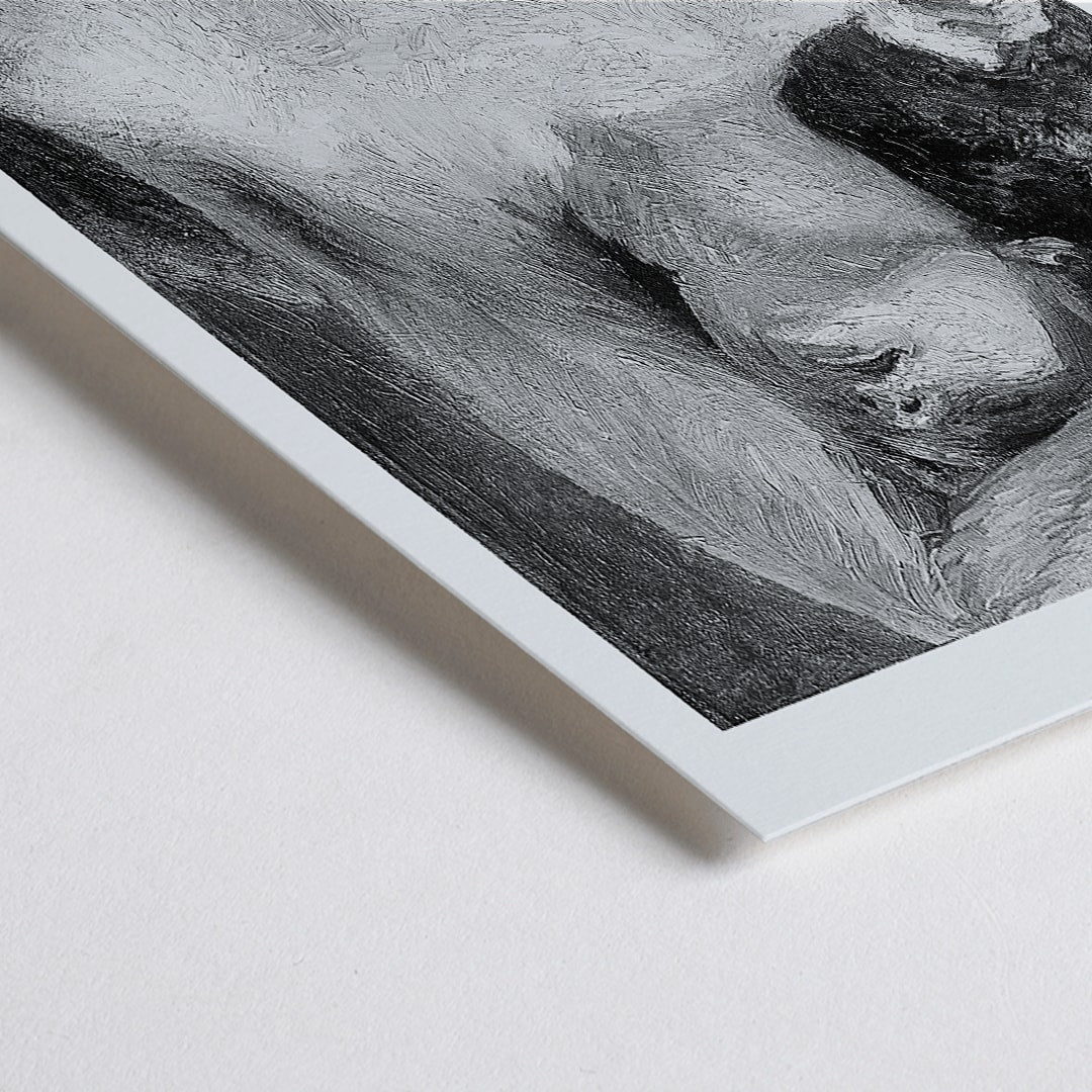 Closeup detail of Nude Study by Gari Melchers painting of a nude woman with arm raised covering part of face detailed brushstroke style poster